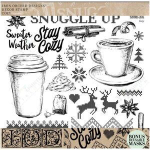 Iron Orchid Designs IOD - Cozy Decor Stamp - 12x12 -Brand New! **RETIRED**
